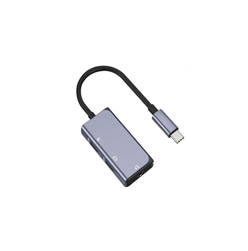 Ötürücü Wiwu LT02 Pro TypeC to TypeC & 3.5mm Audio Adapter Grey