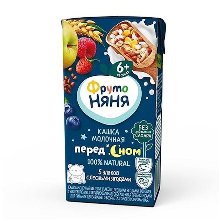 Südlü sıyıq ФрутоНяня, 5 taxıl və meşə giləmeyvələri ilə, 6+ ay, 0.2 l