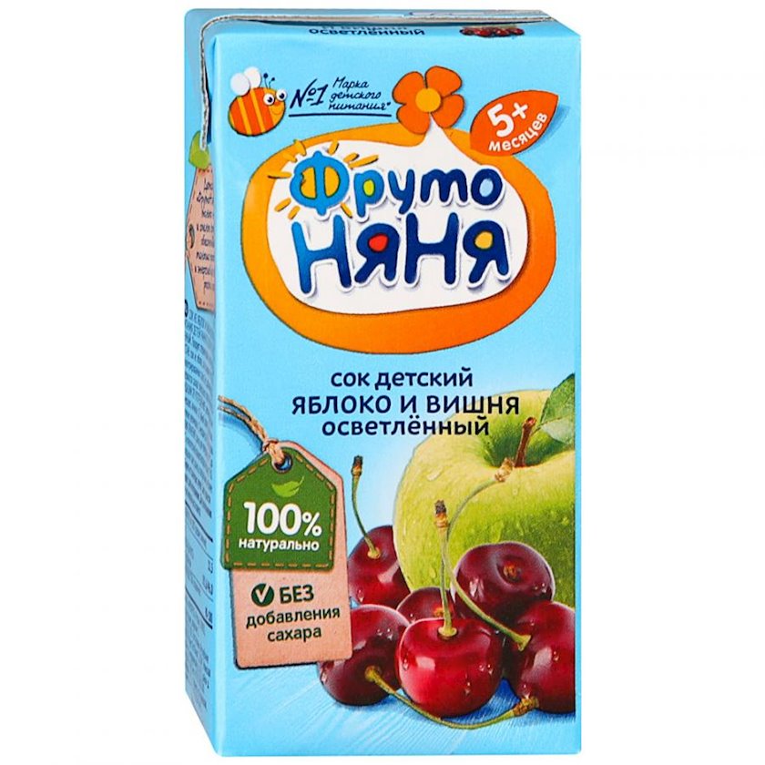 Uşaq şirəsi ФрутоНяня alma və albalı, açıq rəngdə, 5+ ay, 0.2 l