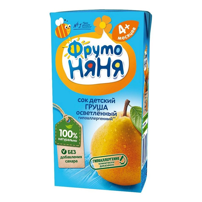 Uşaq şirəsi ФрутоНяня armud, açıq rəngdə, 4+ ay, 0.2 l