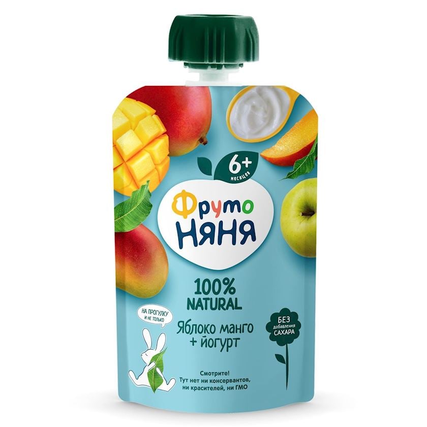 Püre ФрутоНяня Alma, manqo + yoqurt, 90 q, 6 aydan
