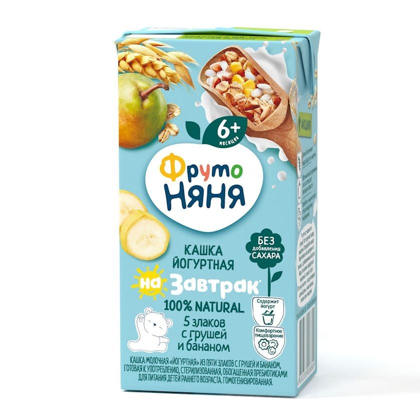 Südlü sıyıq ФрутоНяня 5 dənli, armud və banan ilə, 200 ml, 6 aydan
