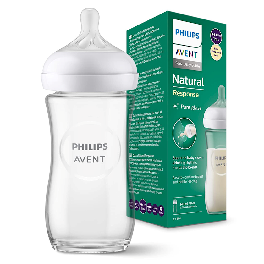 сосёт при сыне[ Бутылочка Philips AVENT Natural Response 933/01, стекло, от 1 месяца, 240  мл - купить в Баку. Цена, обзор, отзывы, продажа