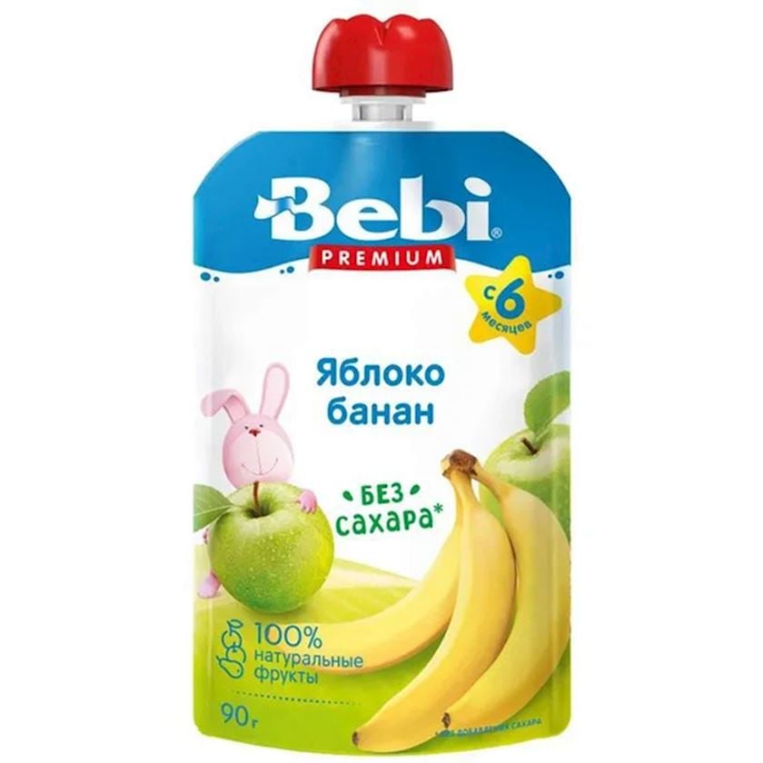 Püre Bebi Alma-banan, 6 aydan, 90 q