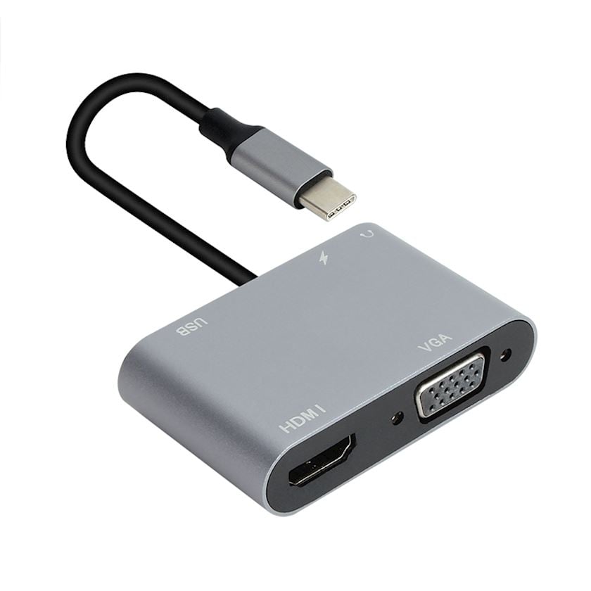 Adapter CU4511 TypeC to VGA/HDMI/USB/TypeC/AUX Grey Qiymeti, Bakıda