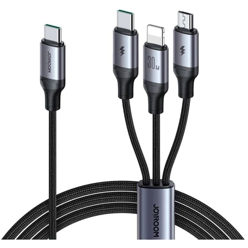 Paylayıcı kabel Joyroom SA21-1T3 Speedy USB, 3 in 1/30W 1.2 m Black
