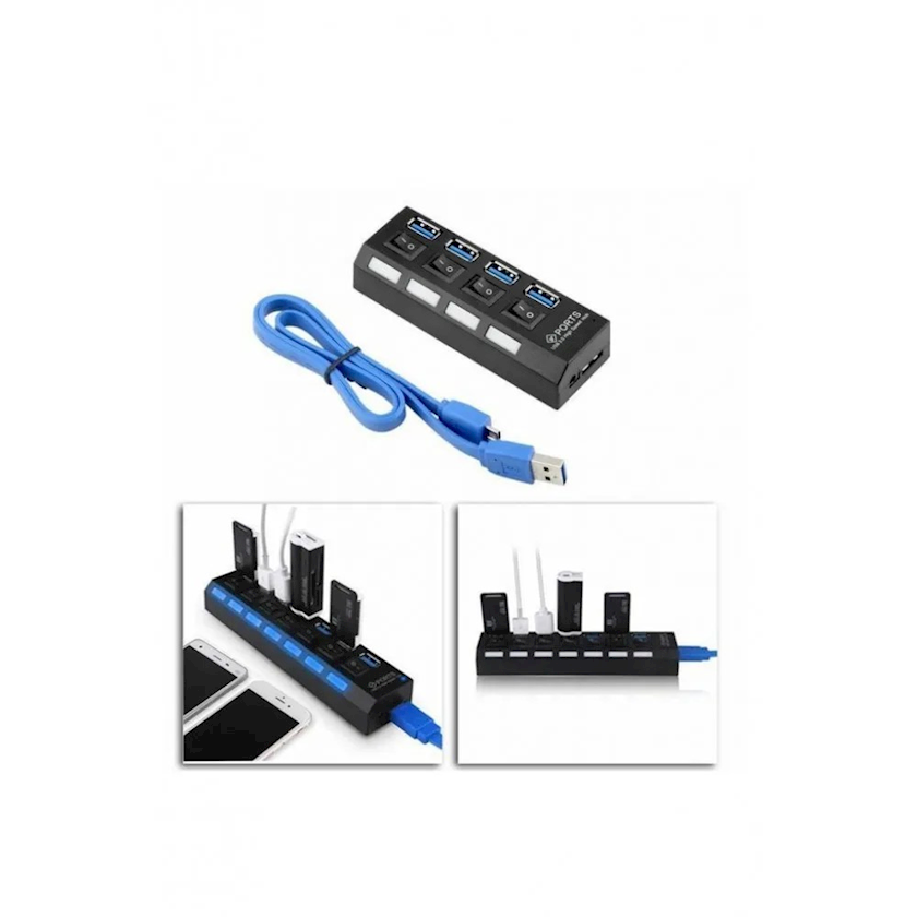 ᐈ USB HUB Maxgo 2070 4 Port Hub USB 3.0 Replicator Multiplexer, Black ...