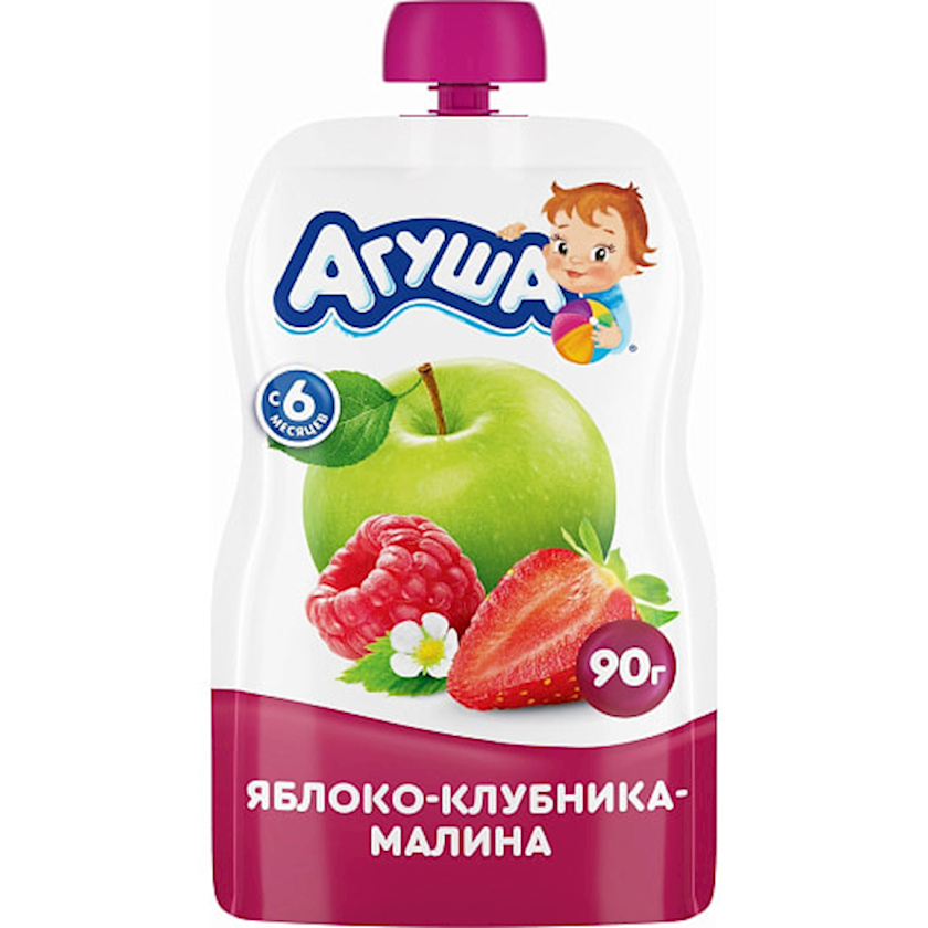 Meyvəli püre Agusha Alma Çiyələk və Moruq 90 q