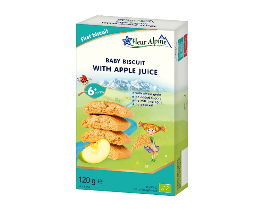 Uşaqlar üçün peçenye Fleur Alpine, alma, 6 aydan, 120 q