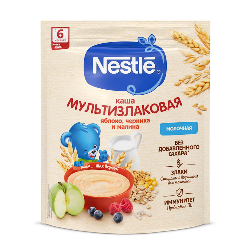 Multitaxıllı sıyıq Nestle, alma/qaragilə/moruq, 6 aydan, 200 q