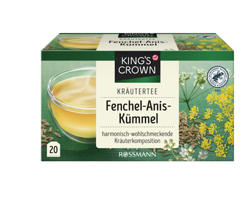 Çay Kings Crown Kräutertee Fenchel-Anis-Kümmel, zirə, razyana və anis, 20 əd