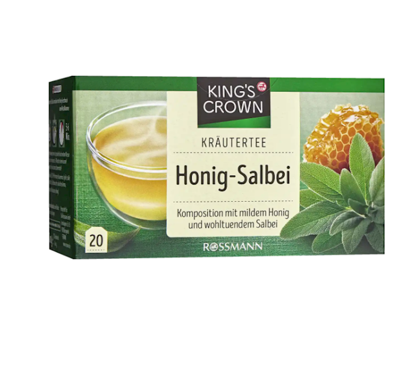 Çay Kings Crown Kräutertee Honig-Salbei, bal və adaçayı ilə bitki mənşəli, 20 əd