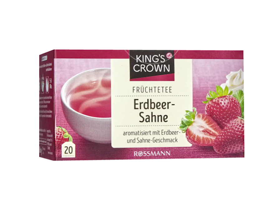 Çay Kings Crown Früchtetee Erdbeer-Sahne, çiyələk kremi, 20 əd
