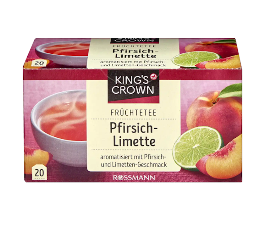 Çay Kings Crown Früchtetee Pfirsich-Limette, şaftalı və laym, 20 əd