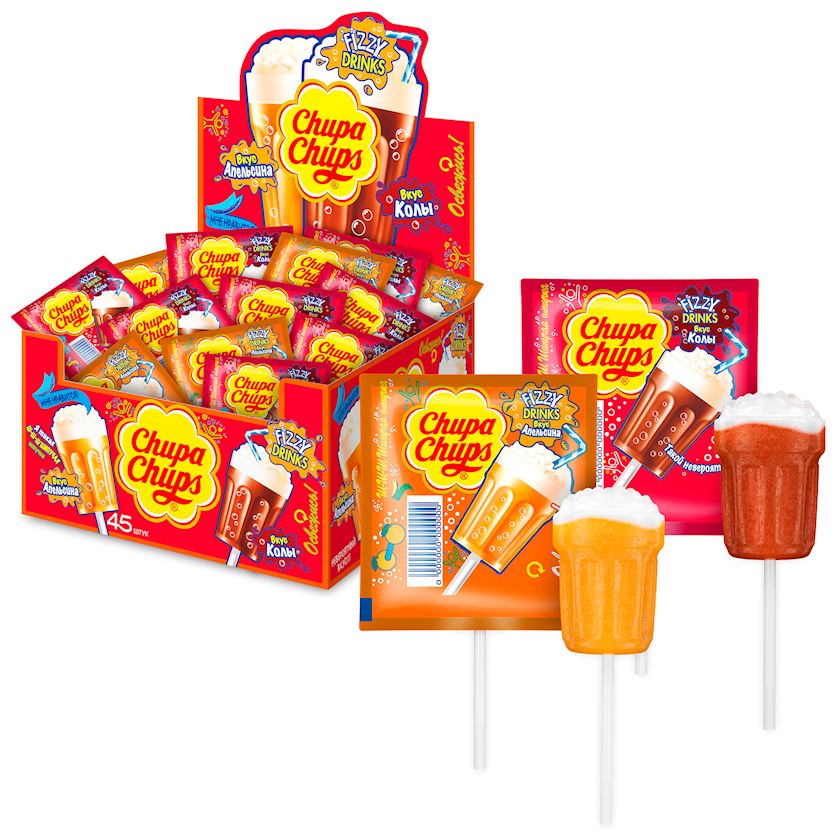 Lollipop Chupa Chups Fizzy Drinks, 1 əd, məhsul çeşiddə
