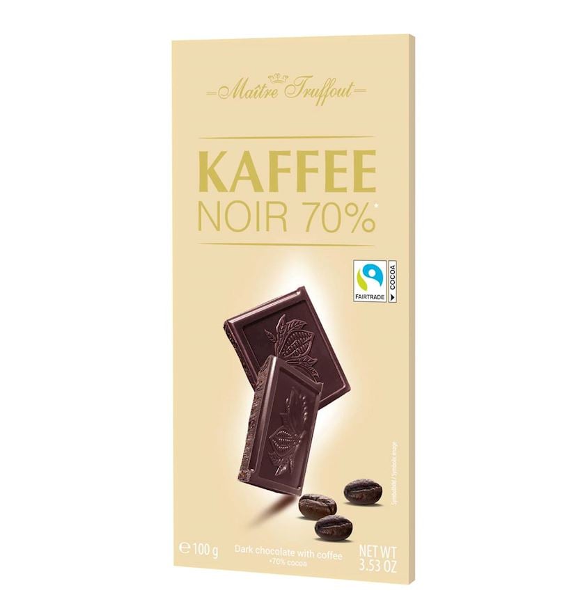 Tünd şokolad Maitre Truffout kofe ilə, 70%, 100 q