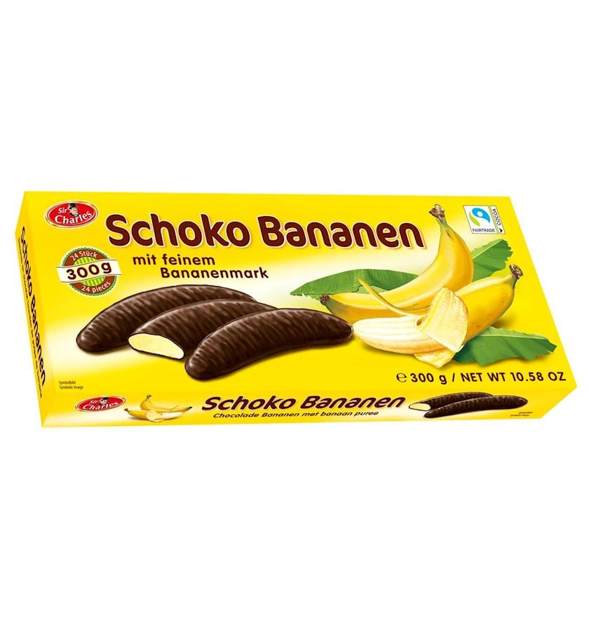 Konfetlər Sir Charles şokoladlı bananlar, 300 q