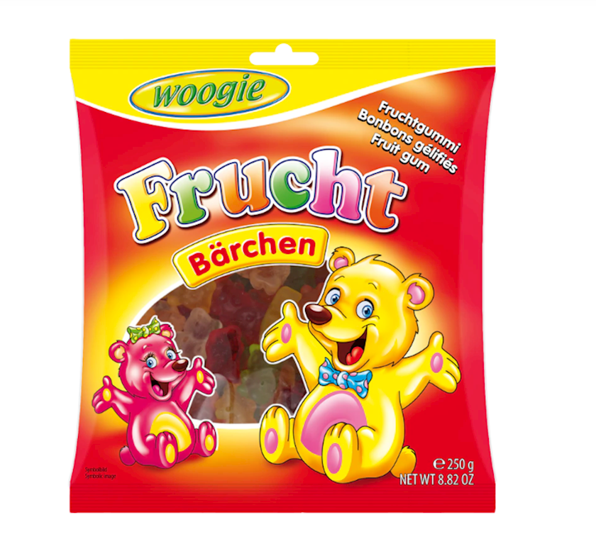 Jele konfetlər Woogie Fruit Gums Bears 250 g