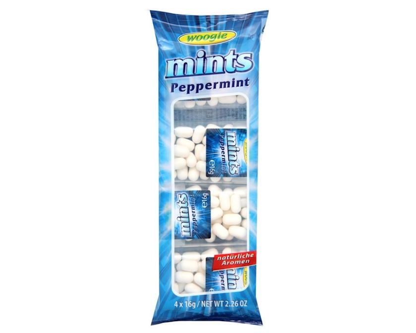 Nanə drajesi Woggie Mints peppermint, 4x16 q