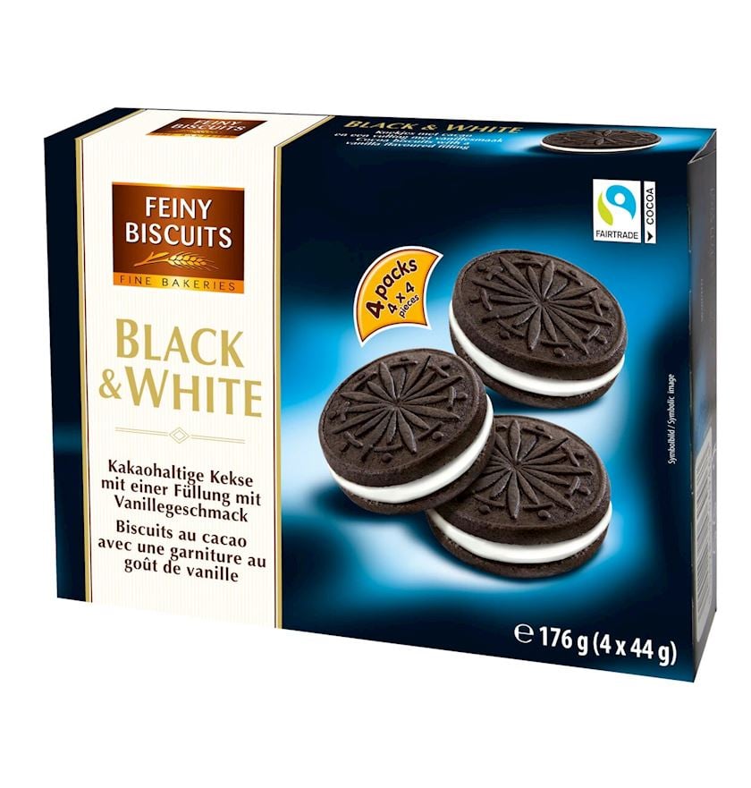 Biskvit peçenye Feiny Biscuits Black White, vanil, 176 q