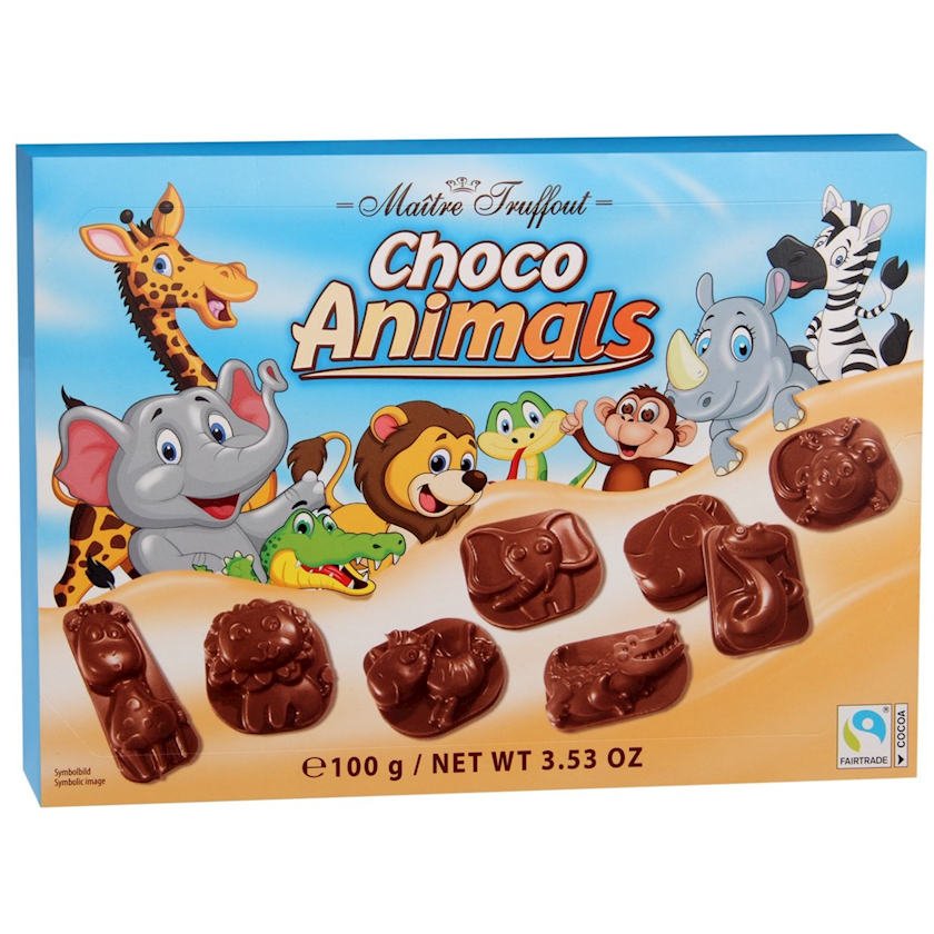 Südlü şokolad konfetləri Maitre Truffout Choco Animals, 100 q
