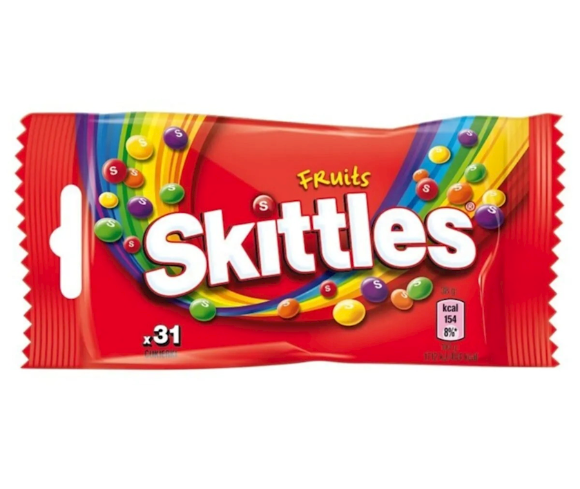 Çeynənən konfetlər Skittles Fruits, 38 q