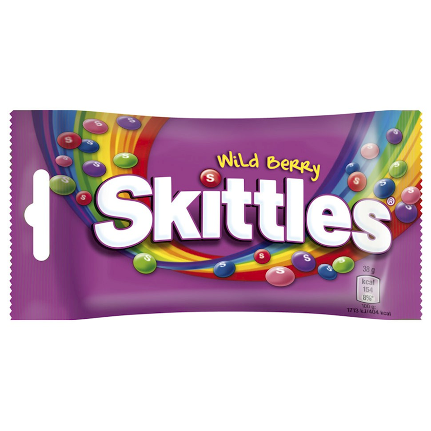 Çeynənən konfetlər Skittles Wild Berry, 38 q