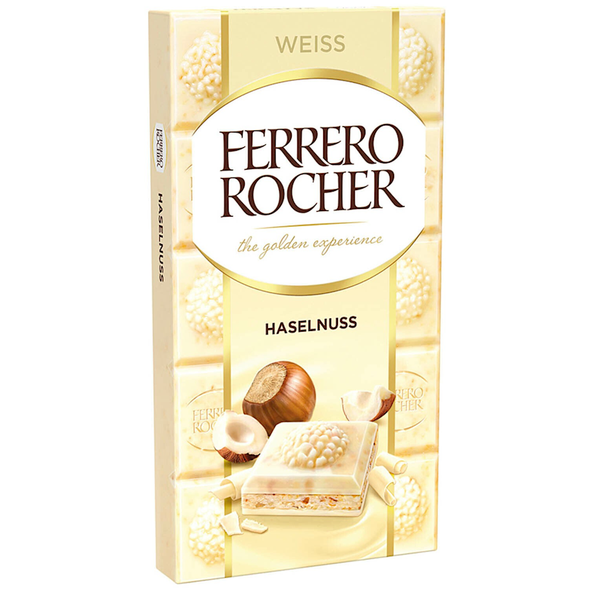 Ağ şokolad Ferrero Rocher Hazelnut, 90 q