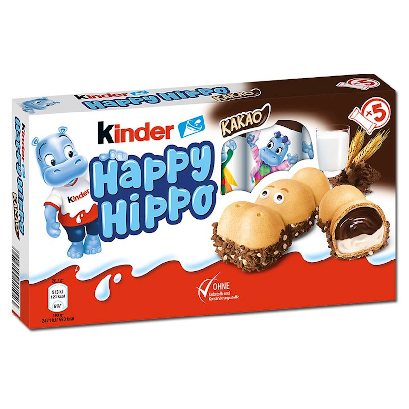 Şokolad batonları Ferrero Kids Happy Hippo, 5 əd, 103.5 q