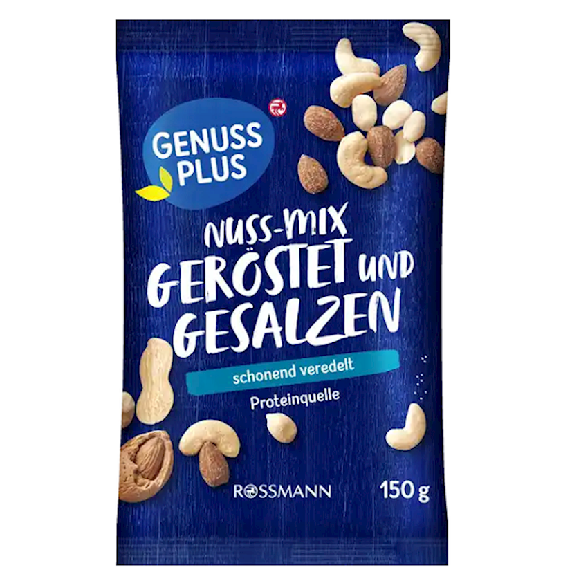 Qoz qarışığı GENUSS PLUS Qızardılmış və duzlu 150 q