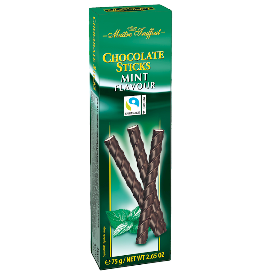 Şokolad çubuqları Maître Truffout Chocolate Sticks Mint Flavour 75 q