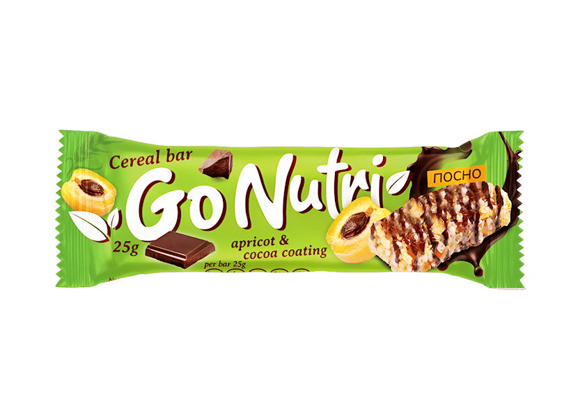 Taxıllı bar Vitalia Go Nutri, ərik və kakao, 25 q