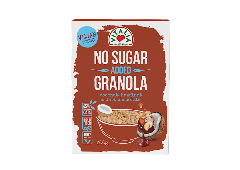Müsli Vitalia Granola, şokolad və kokos, 300 q