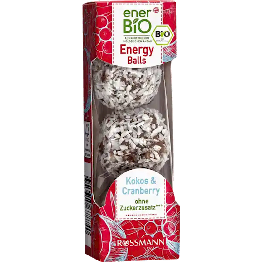 Şokolad konfetlər EnerBio Energy Balls Kokos & Cranberry 60 q
