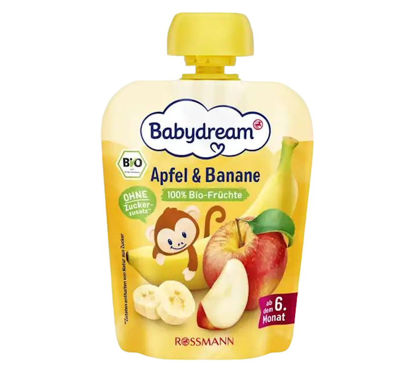 Püre Babydream alma və banan, 90 q, 6 aydan